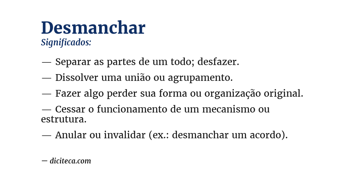 Significado de desmanchar
