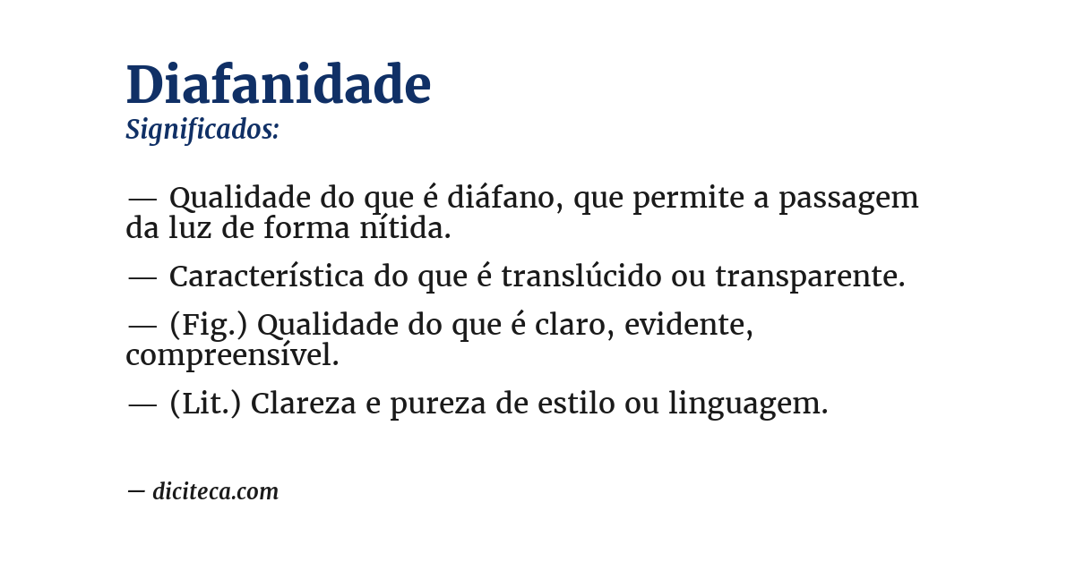 Significado de diafanidade