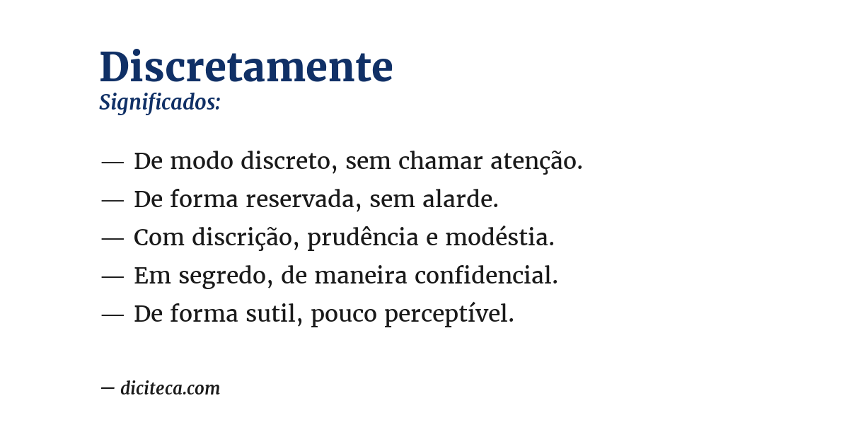 Significado de discretamente