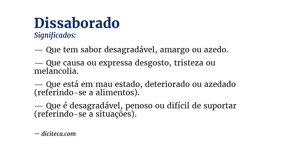 Significado de dissaborado