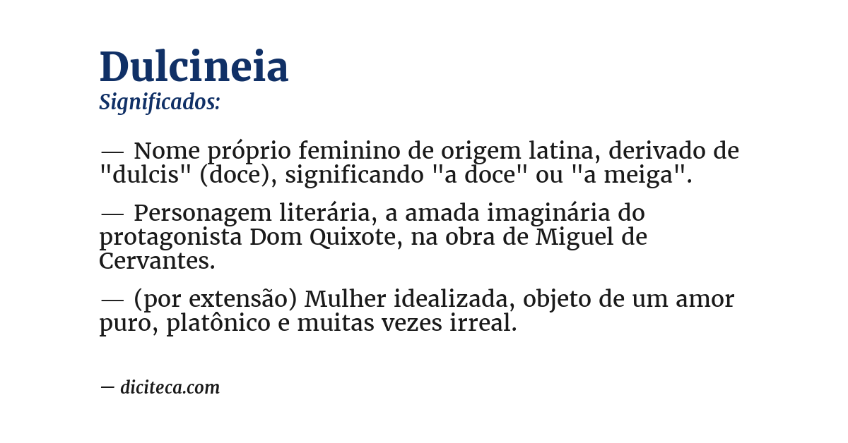 Significado de dulcineia