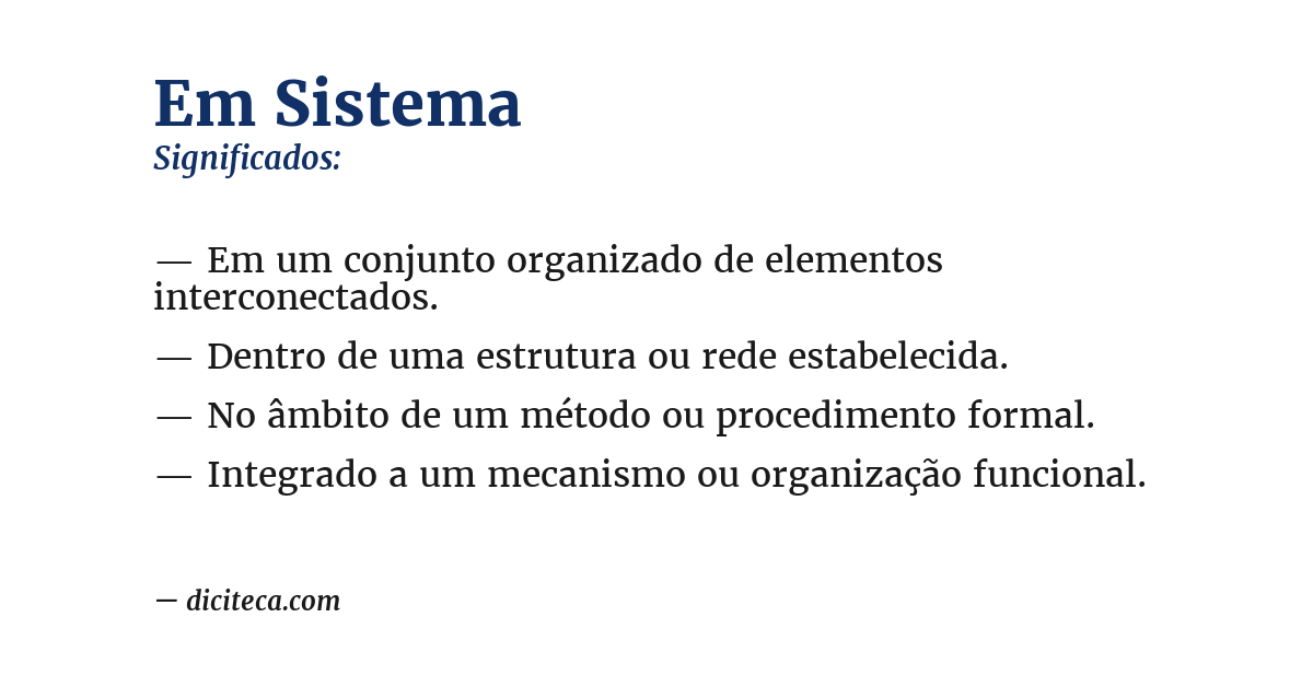 Significado de em sistema