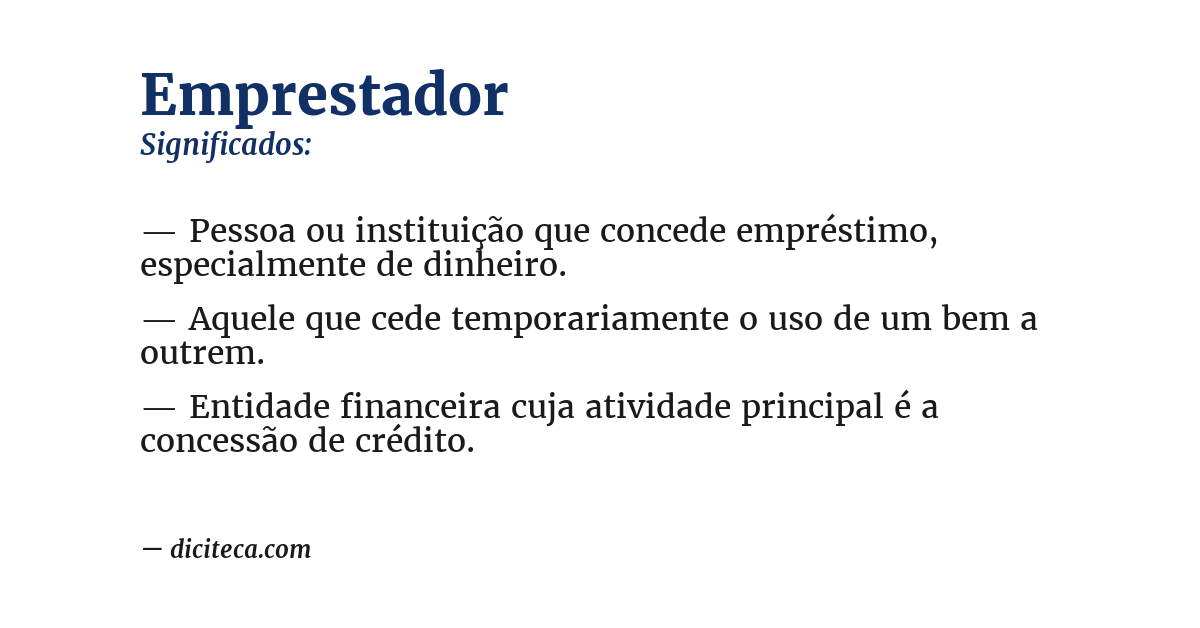 Significado de emprestador