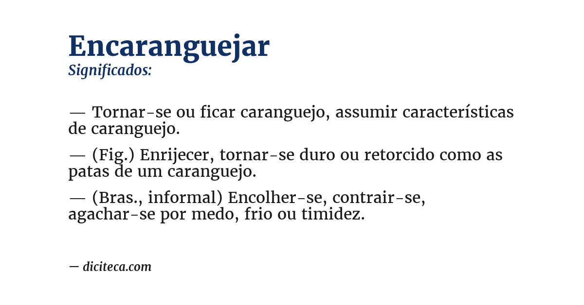 Significado de encaranguejar