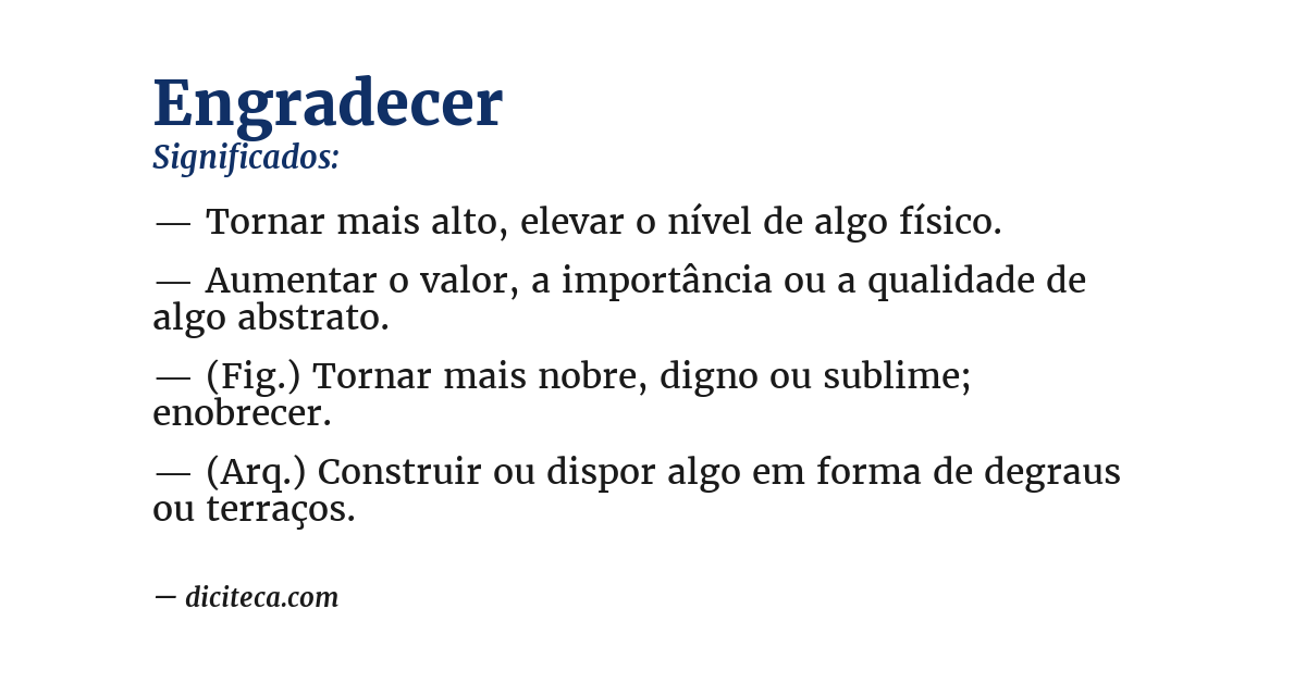Significado de engradecer