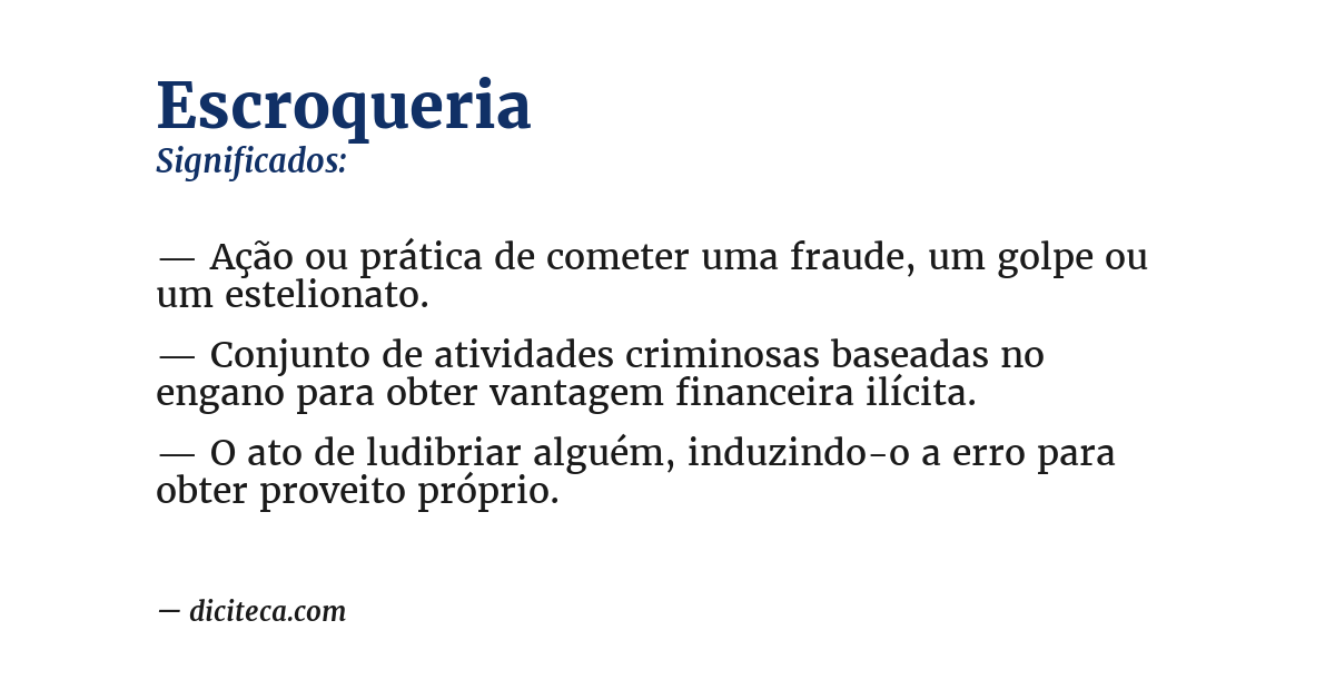 Significado de escroqueria