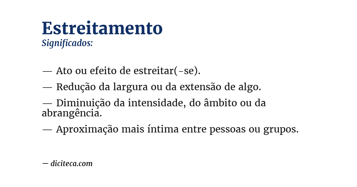 Significado de estreitamento