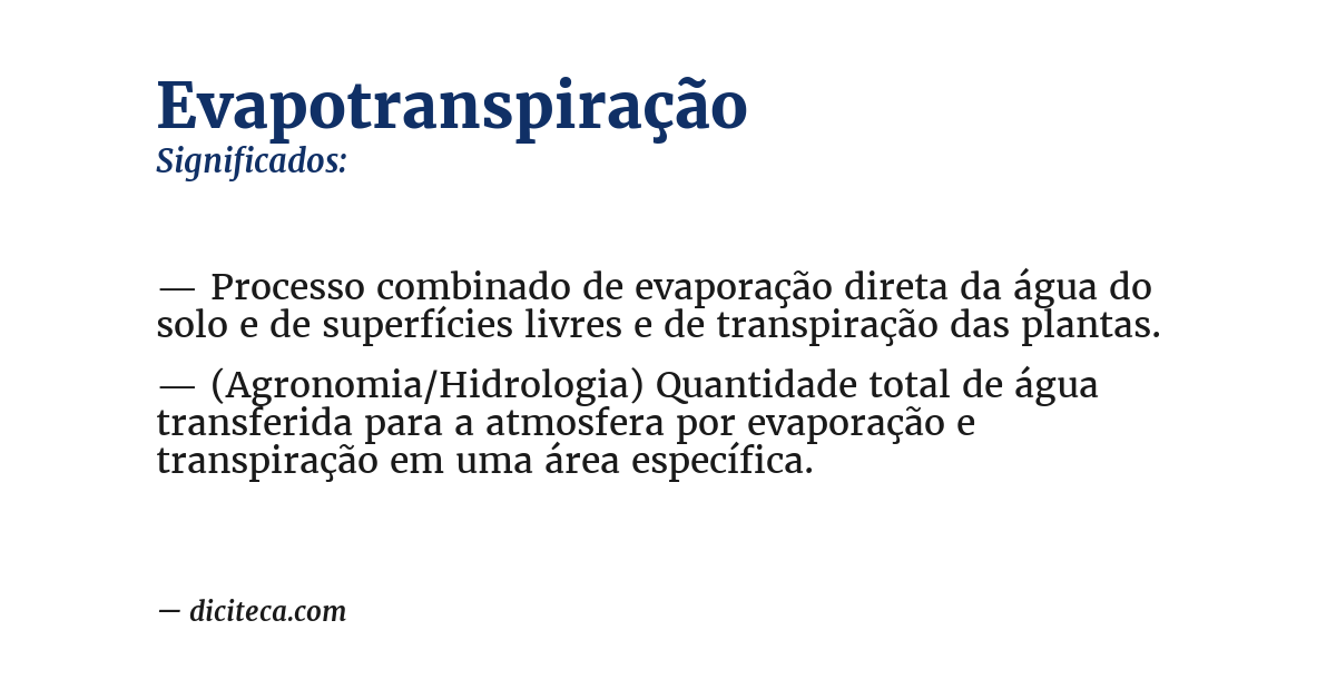 Significado de evapotranspiração