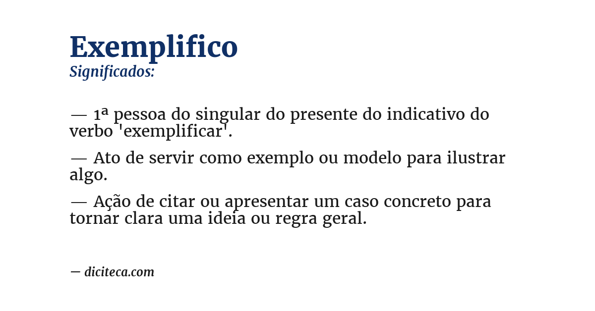 Significado de exemplifico