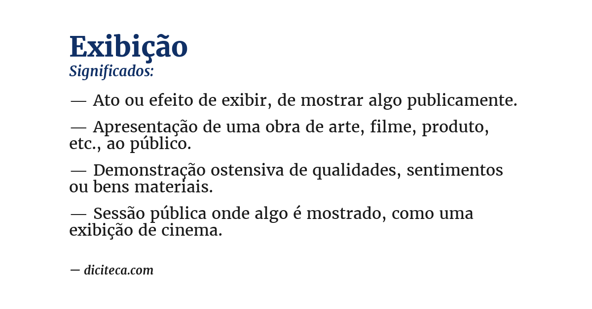 Significado de exibição