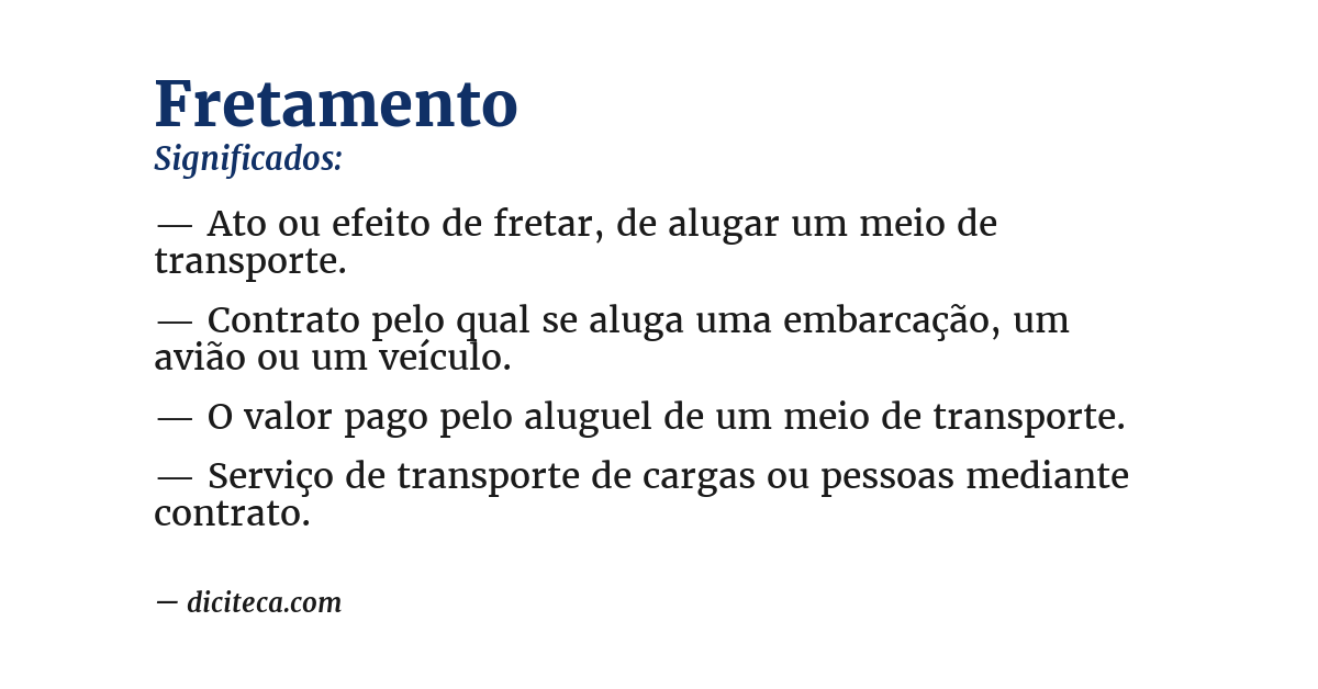 Significado de fretamento