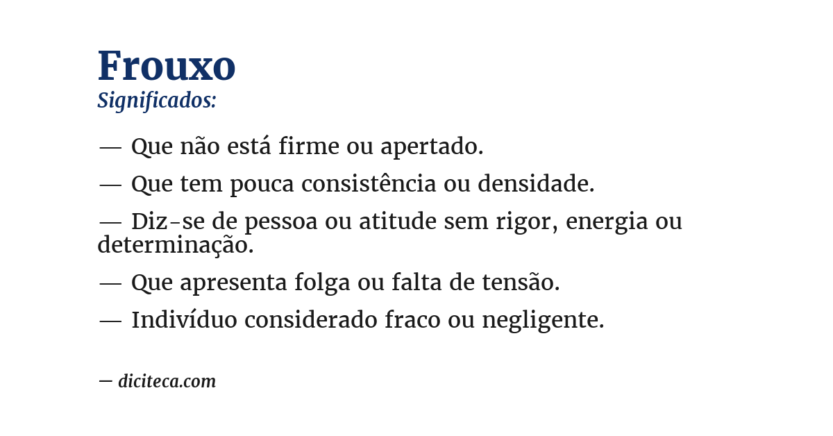 Significado de frouxo