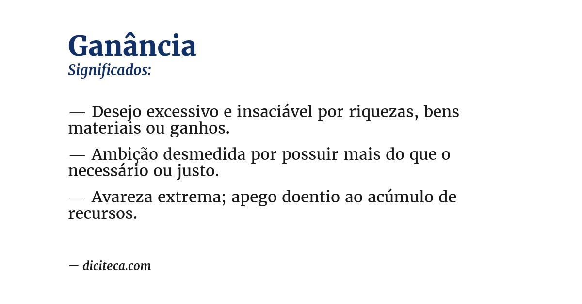 Significado de ganância