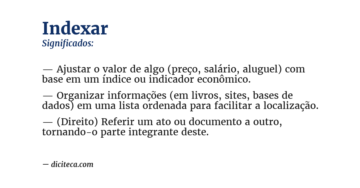 Significado de indexar