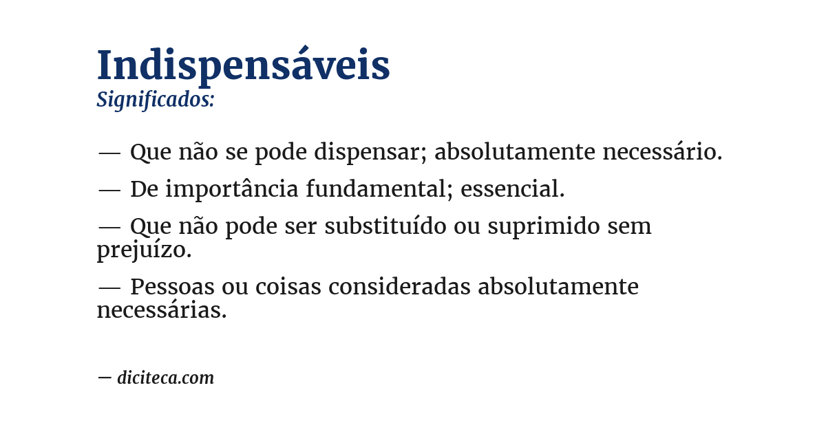Significado de indispensáveis