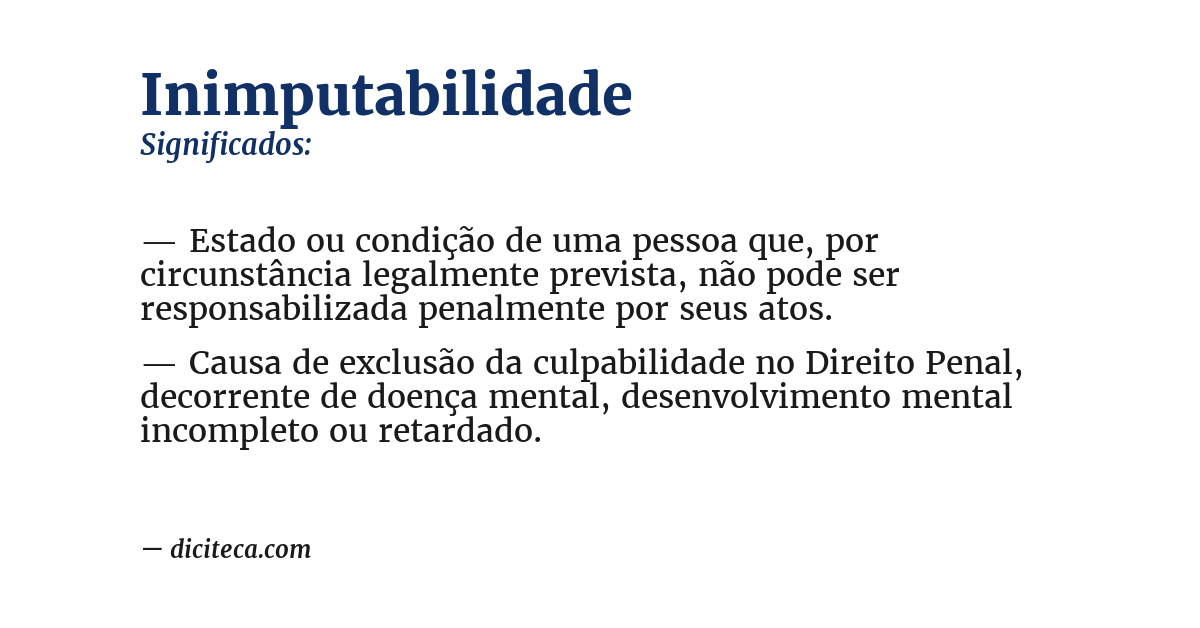 Significado de inimputabilidade