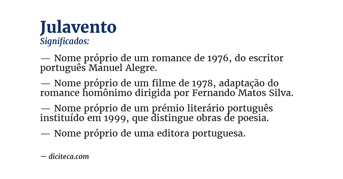 Significado de julavento