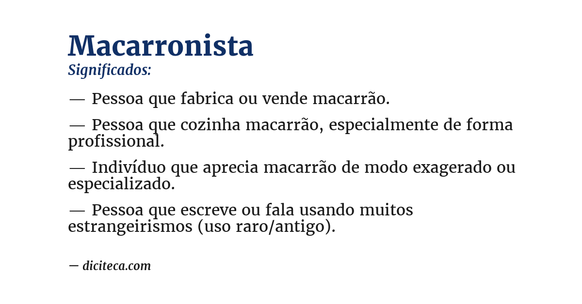 Significado de macarronista