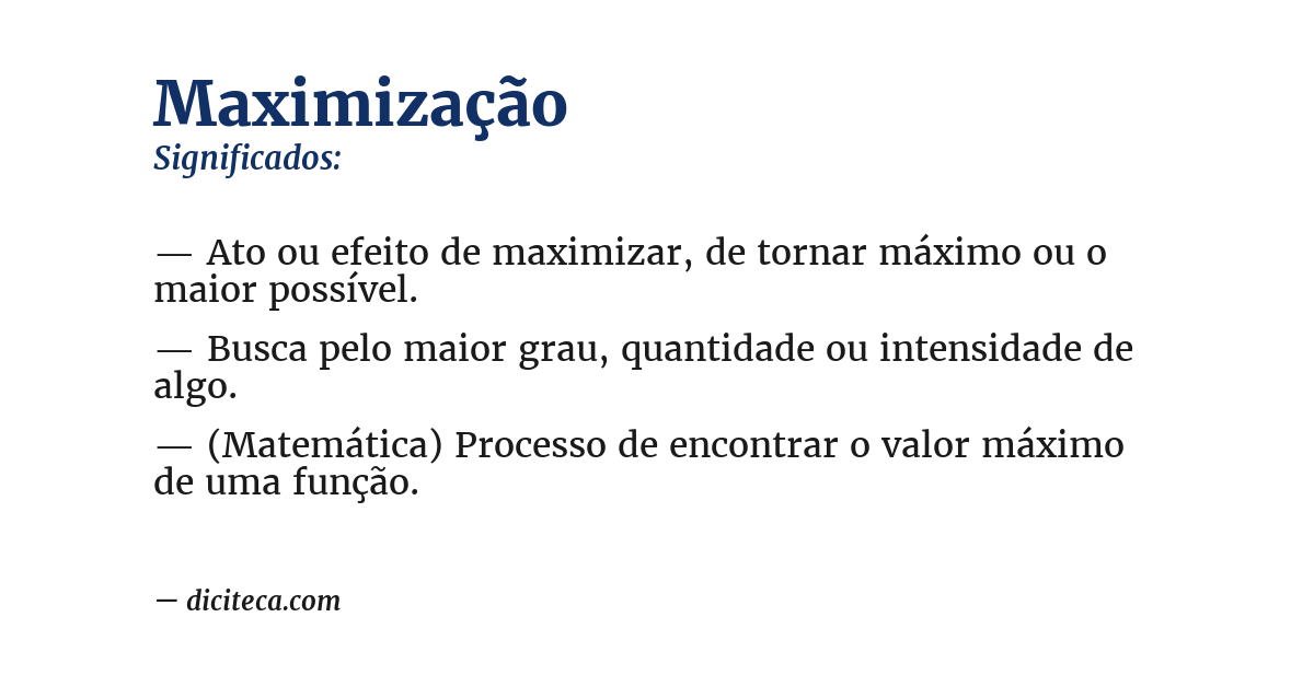 Significado de maximização