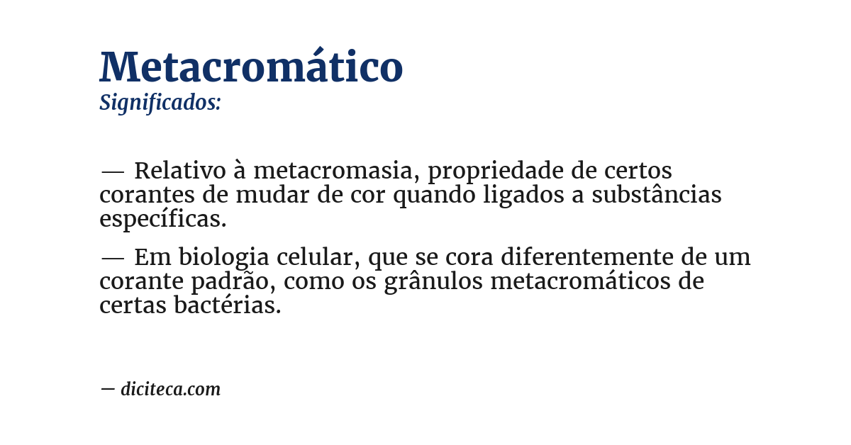 Significado de metacromático