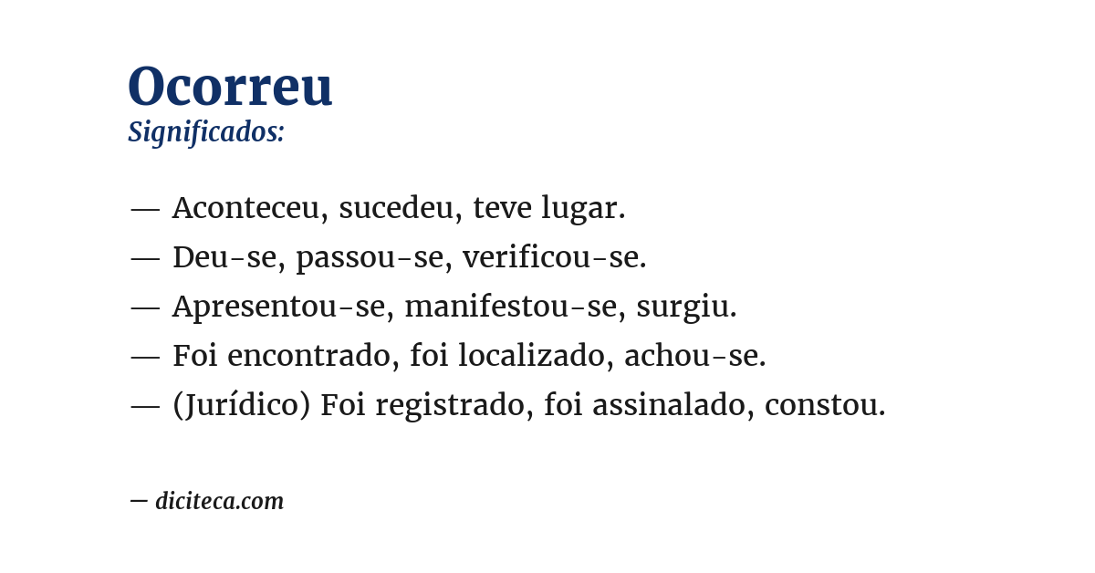Significado de ocorreu