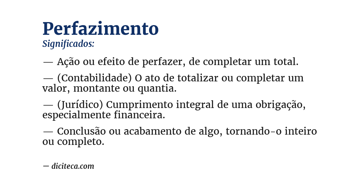 Significado de perfazimento