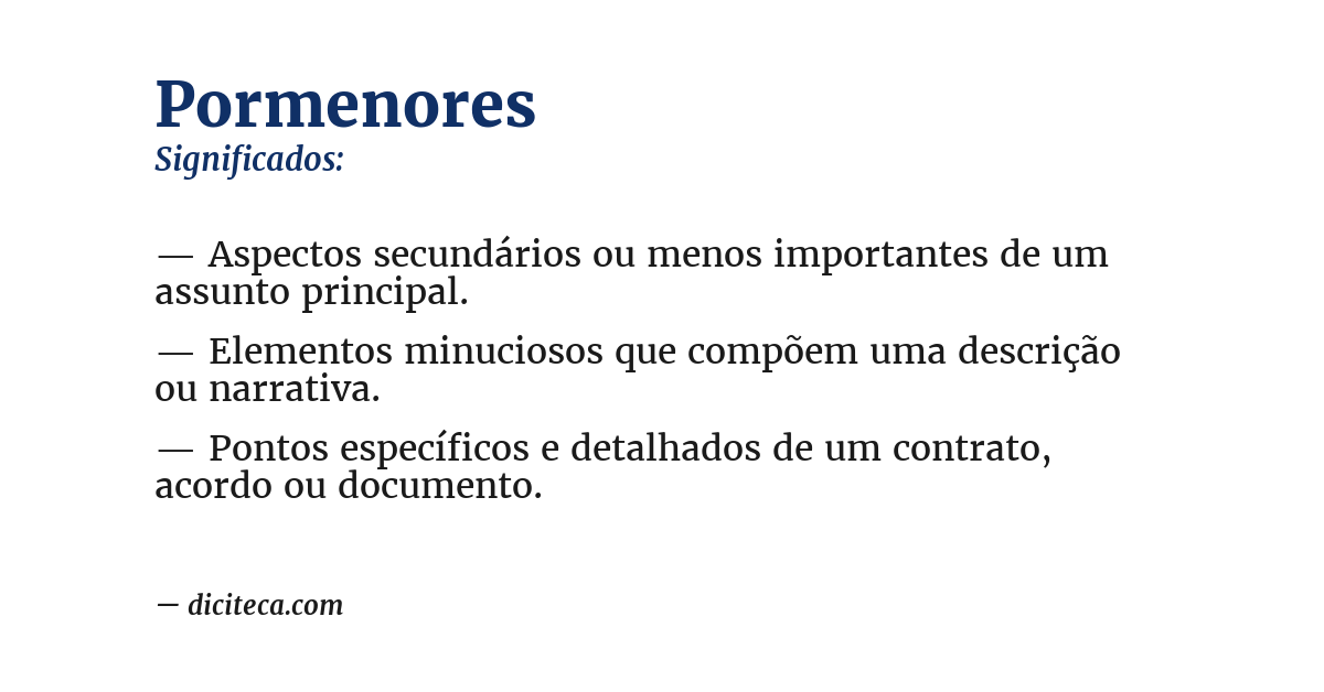 Significado de pormenores