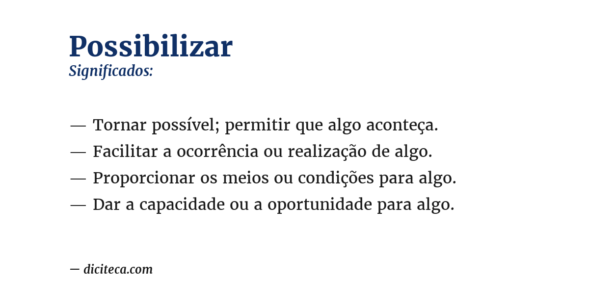 Significado de possibilizar