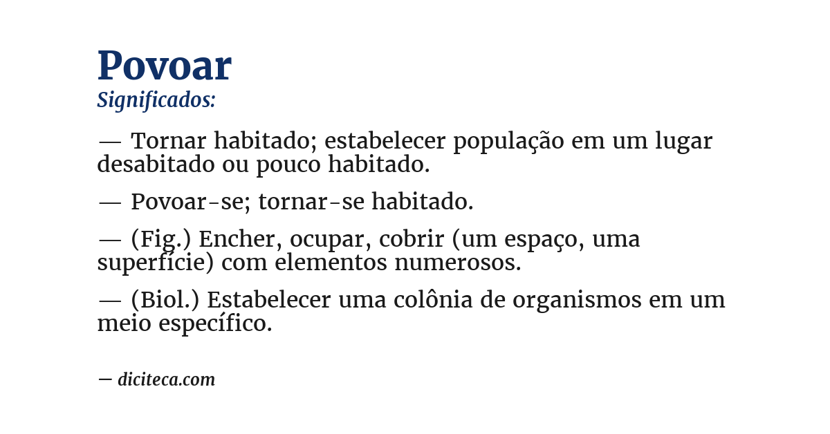 Significado de povoar