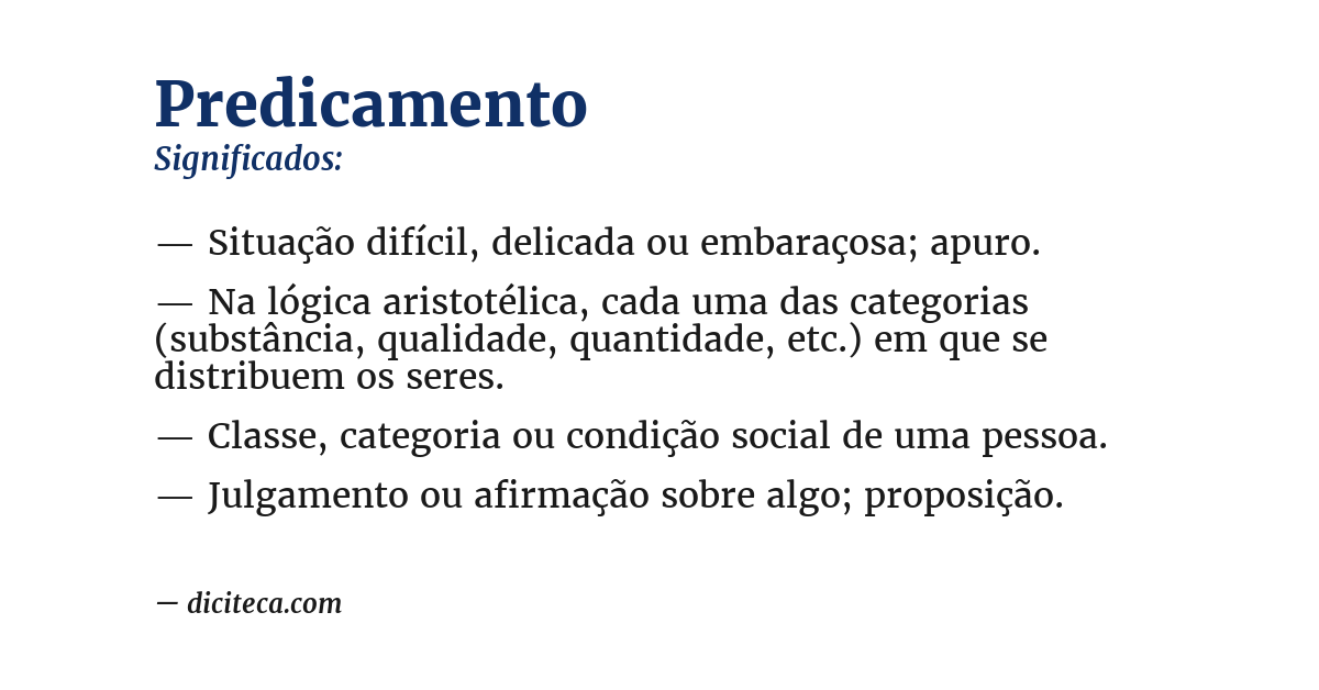 Significado de predicamento
