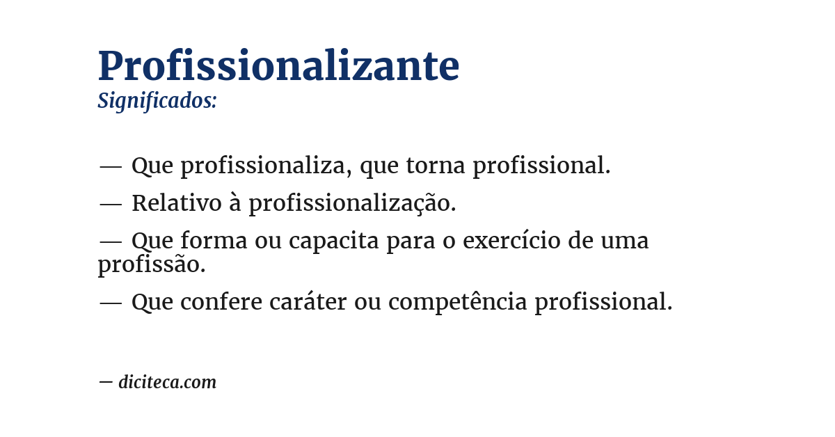 Significado de profissionalizante