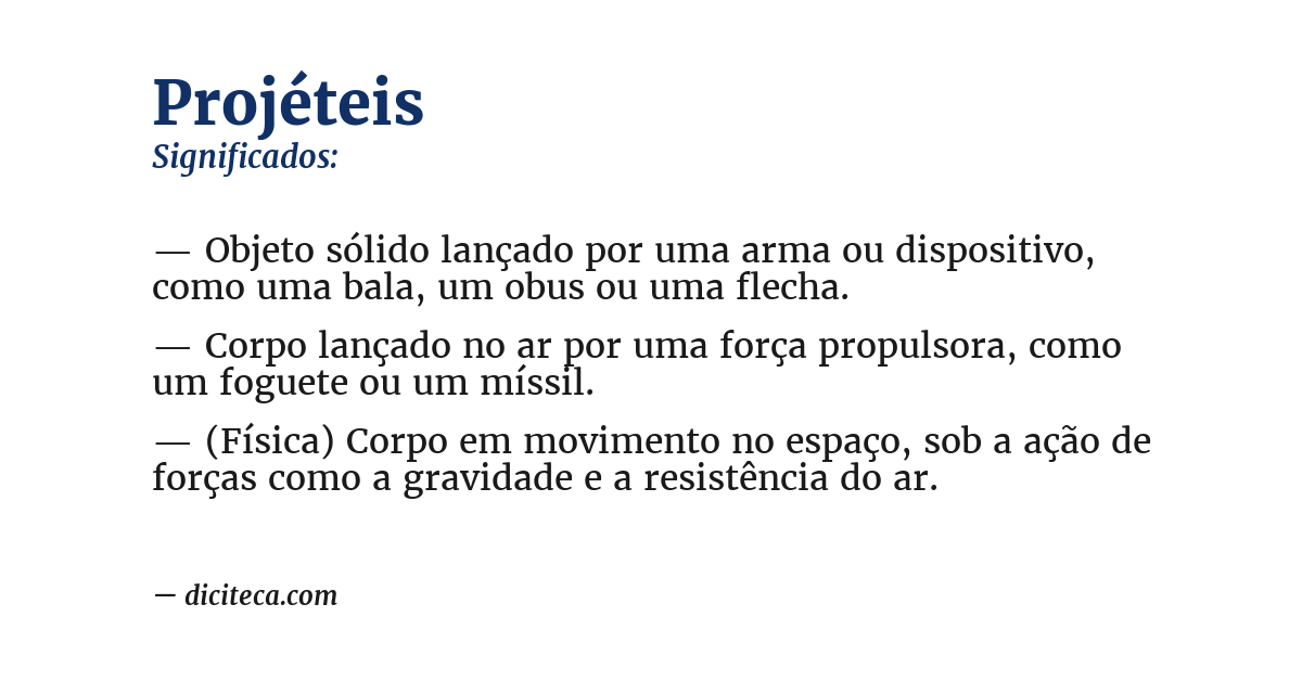 Significado de projéteis