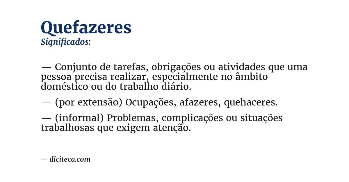 Significado de quefazeres