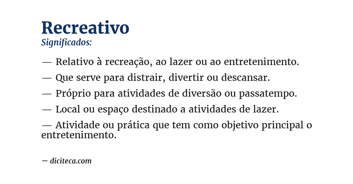 Significado de recreativo