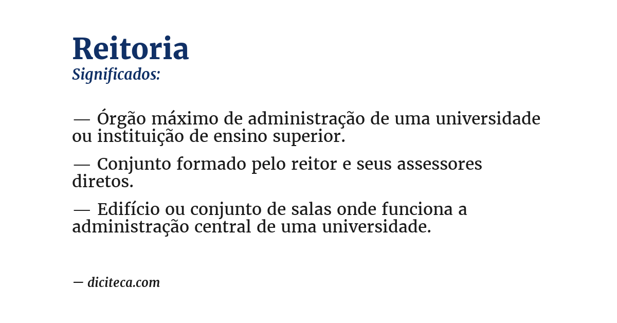 Significado de reitoria