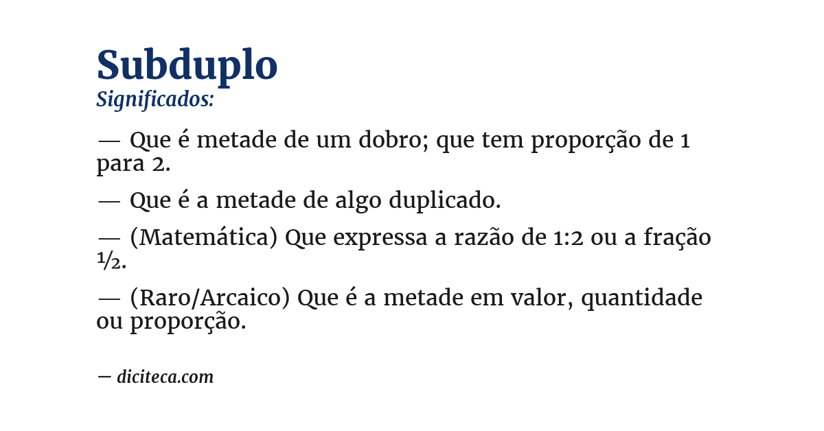 Significado de subduplo