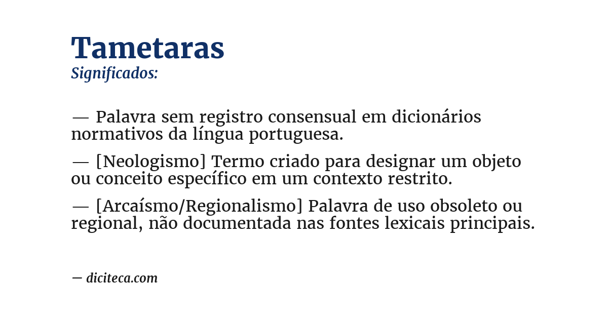Significado de tametaras