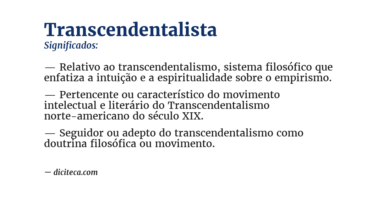 Significado de transcendentalista