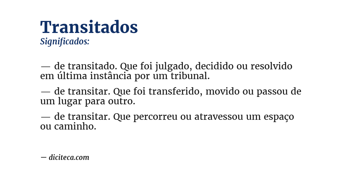 Significado de transitados