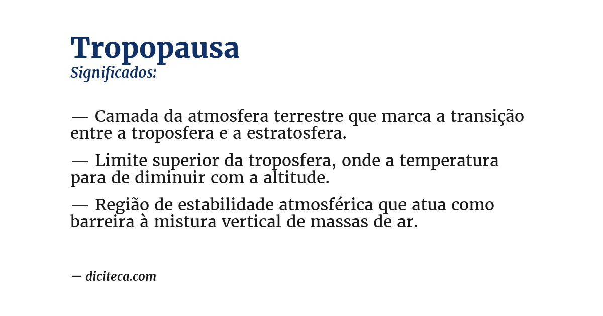 Significado de tropopausa