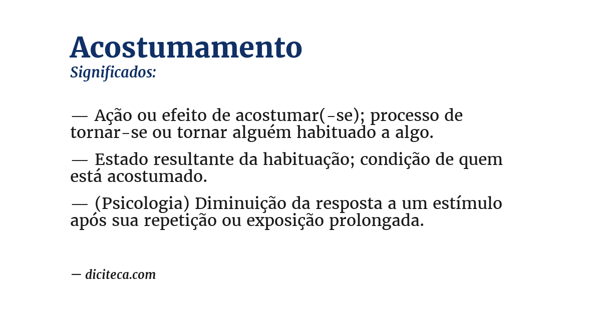 Significado de acostumamento
