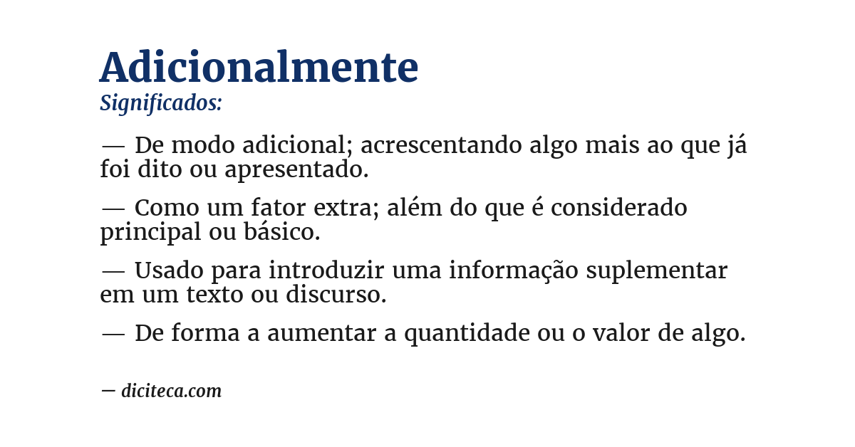 Significado de adicionalmente
