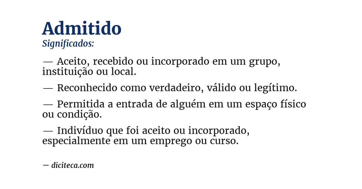 Significado de admitido