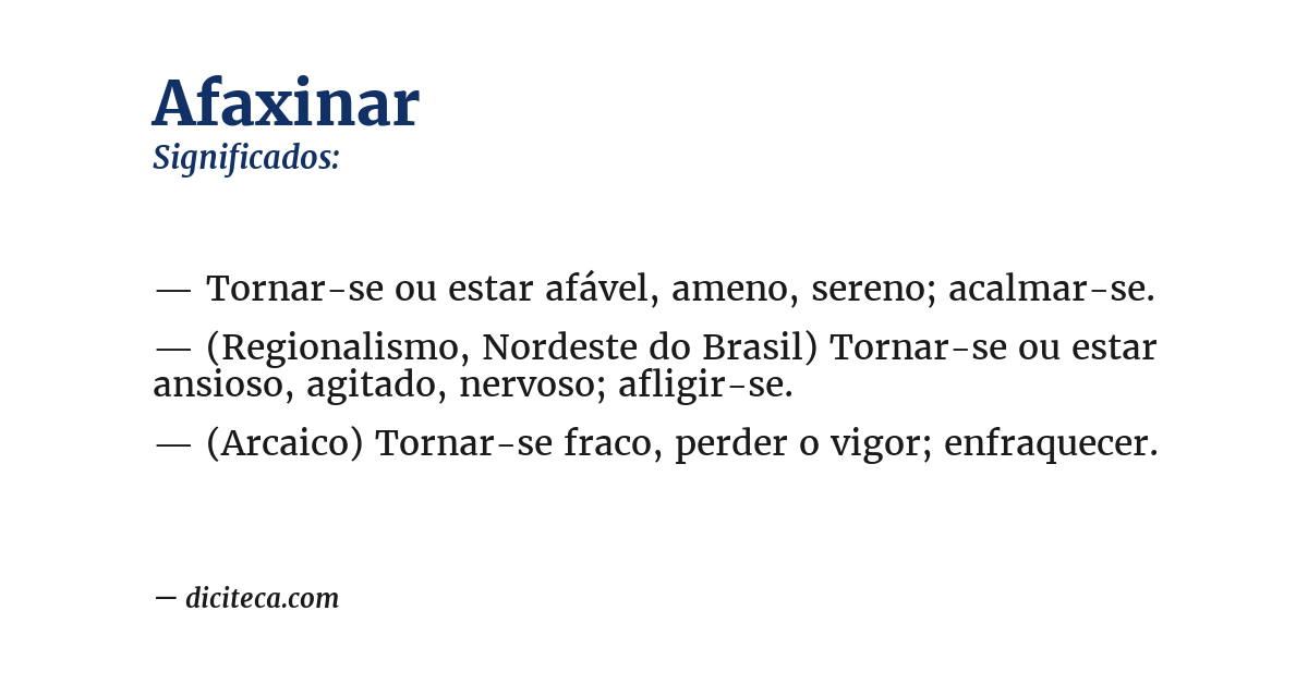 Significado de afaxinar