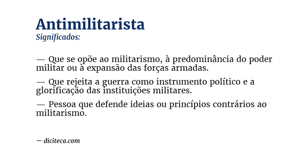 Significado de antimilitarista