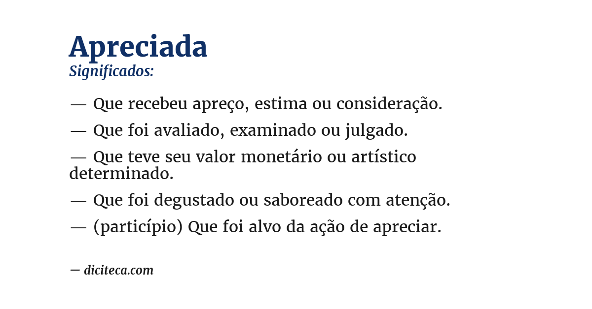 Significado de apreciada