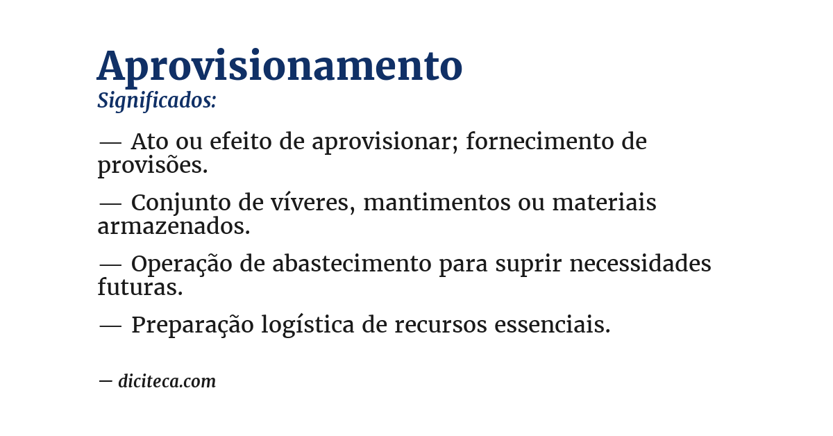 Significado de aprovisionamento