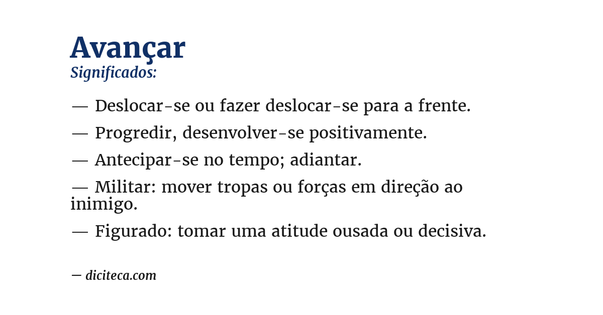 Significado de avançar