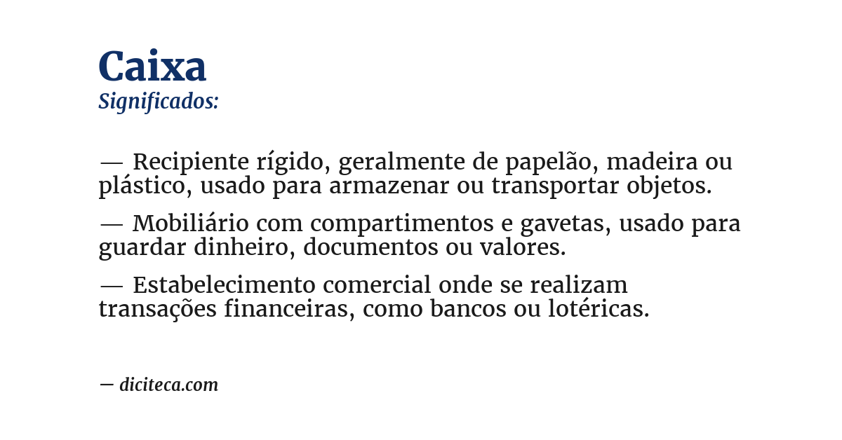 Significado de caixa