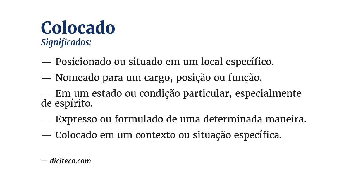 Significado de colocado